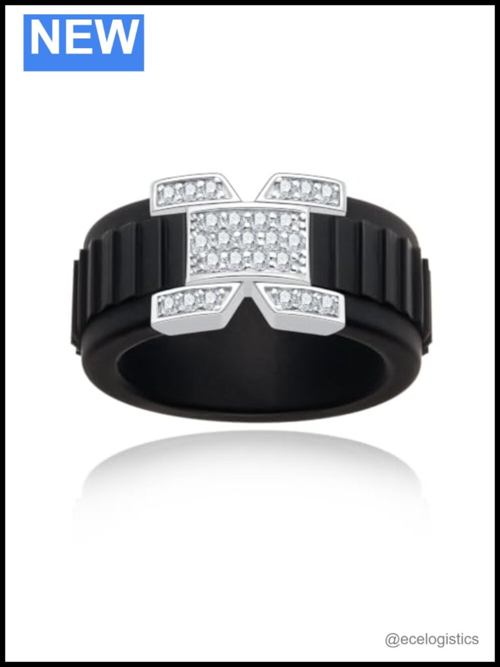 Moissanite & Sterling Silver Silicone Ring Promise Band